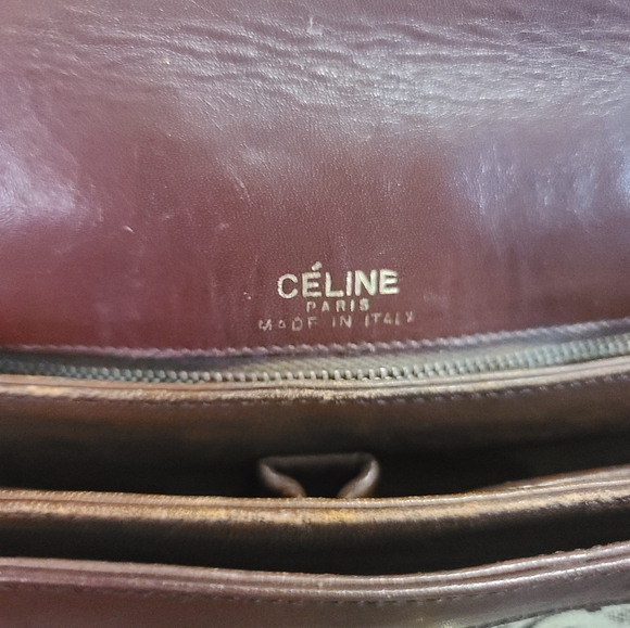 💥SALE Celine Macadam Carriage Rare has COA vintage leather canvas shoulder bag - Picture 4 of 16